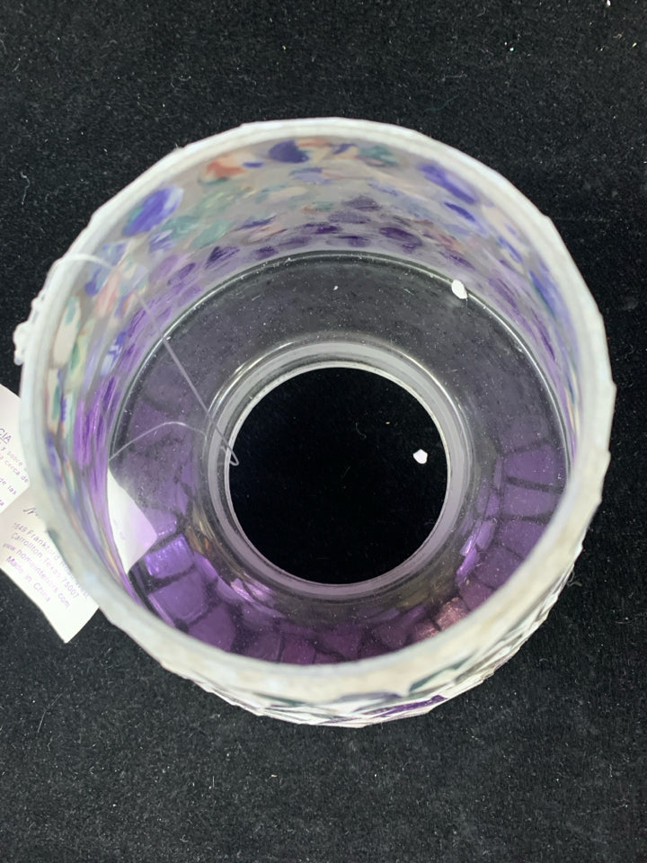 NIB PURPLE TILE CANDLE SHADE-HOME INTERIORS.