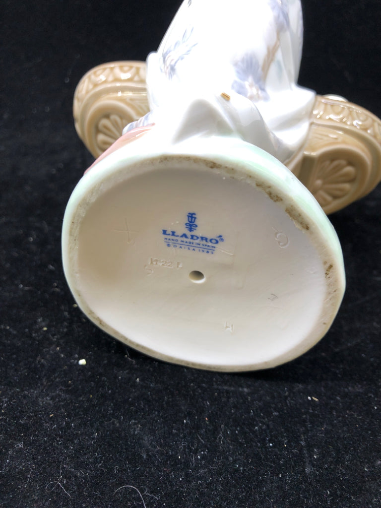 LLADRO WOMAN SITTING ON BENCH.