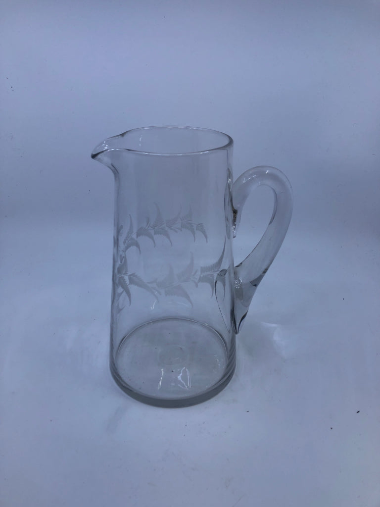 VTG ETCHED FERN LEAVES PITCHER.