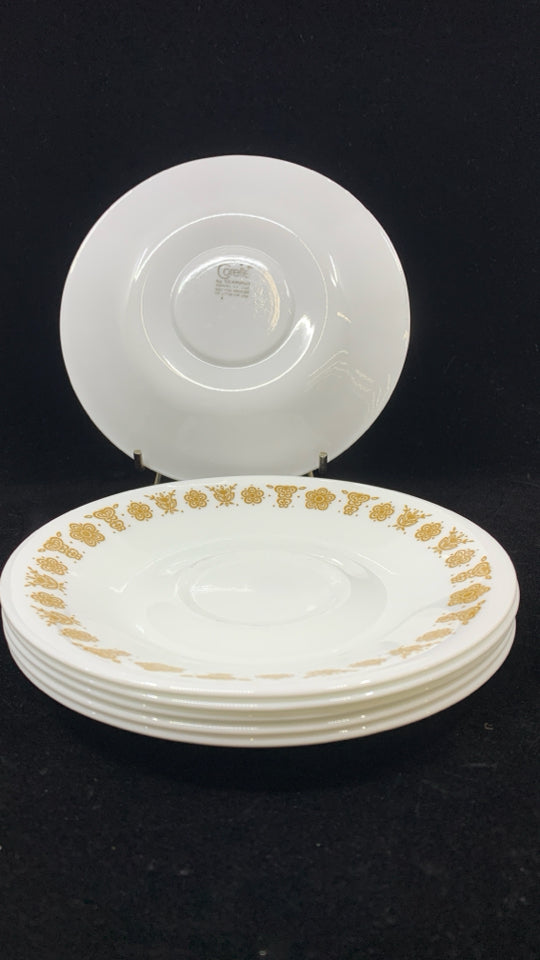 12 PC SVC 6 CORELLE BUTTERFLY GOLD HOOK HANDLE TEACUPS /SAUCERS.