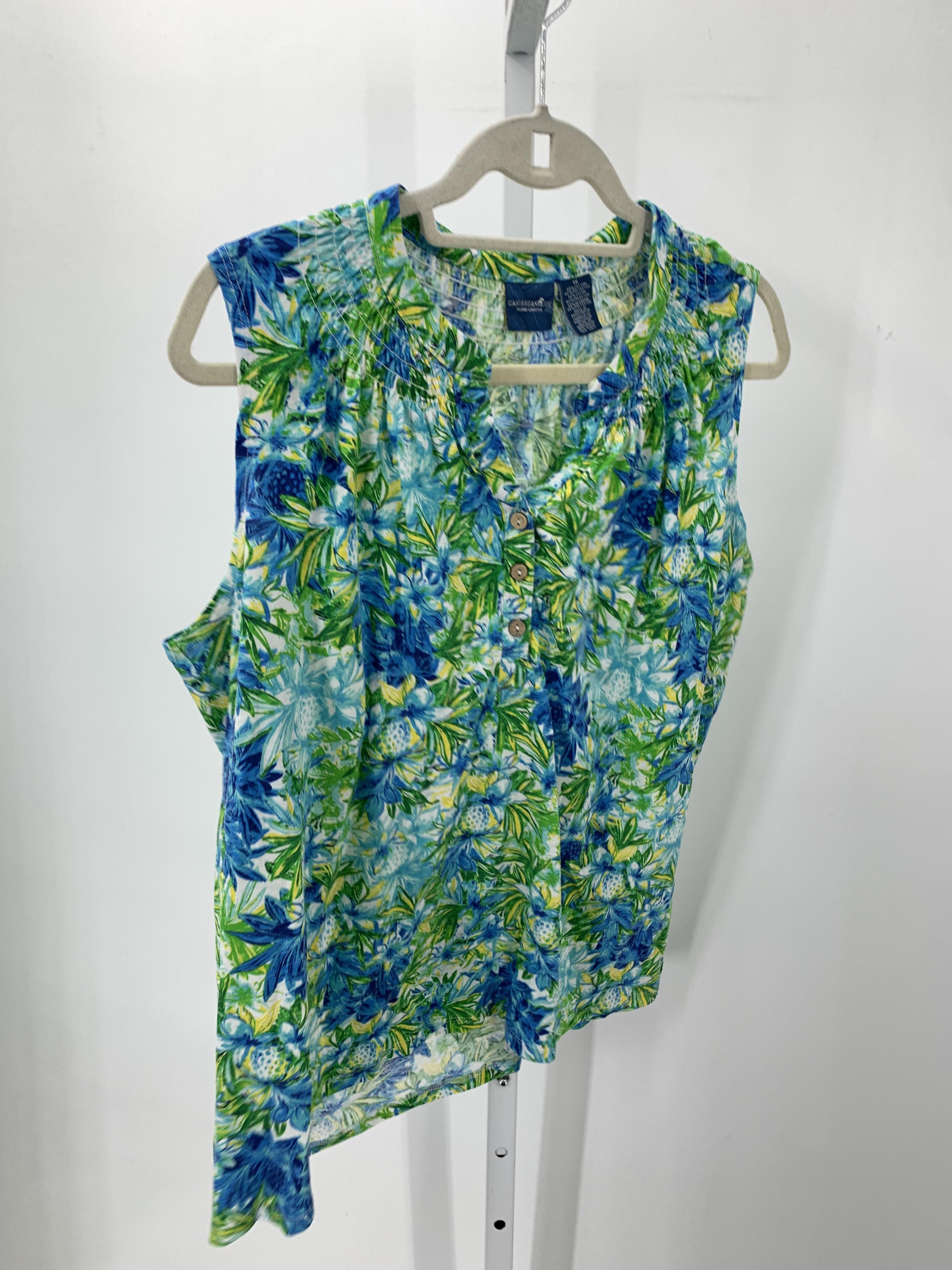 Caribbean Joe Size 1X Womens Sleeveless Shirt