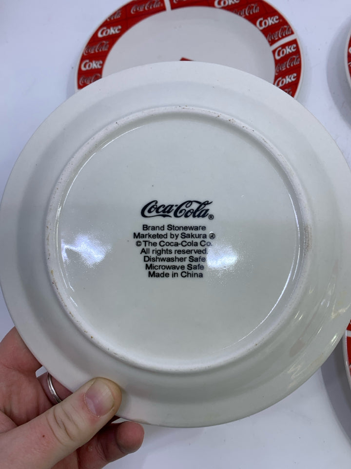 4 COCA-COLA APPETIZER PLATES.