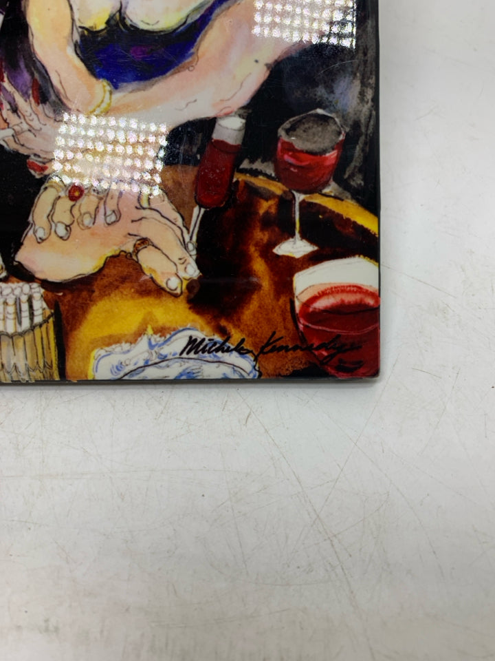 ABSTRACT PEOPLE SMILING PLAYING POKER DRINKING.