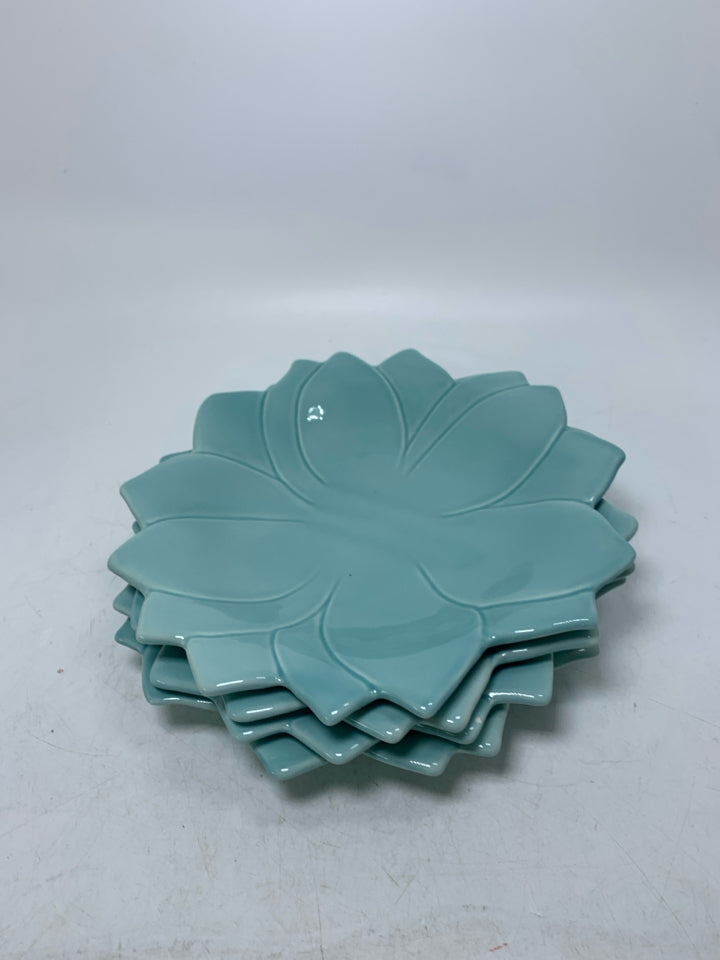 4 FLOWER SALAD PLATES.