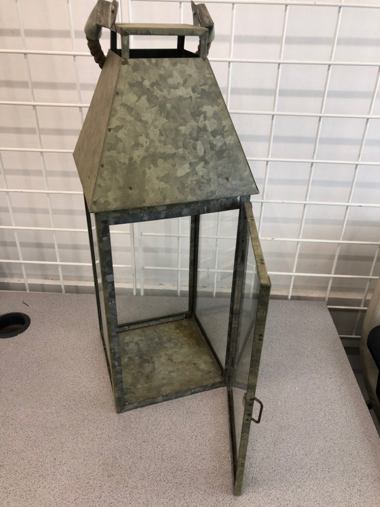 GALVANIZED CANDLE LANTERN.