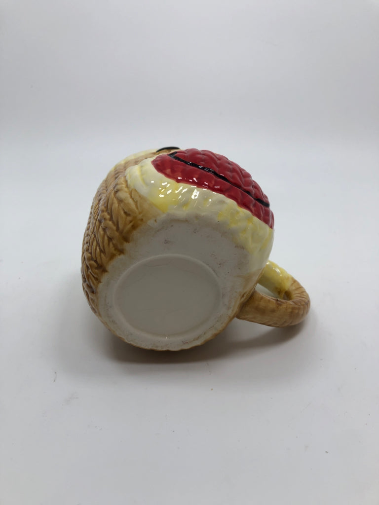 SOCK MONKEY CERAMIC MUG W/LID.