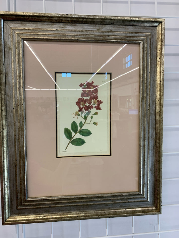 VTG "405" RED FLORAL ILLUSTRATION.