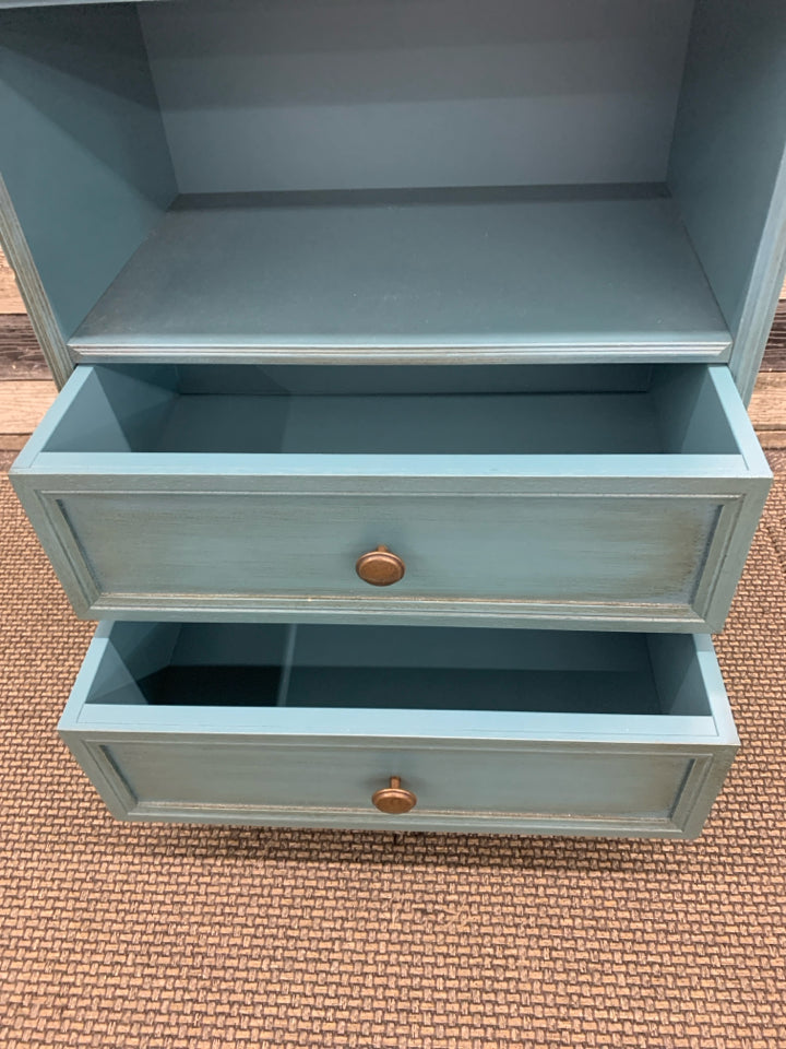TEAL 2 DRAWER NIGHTSTAND.