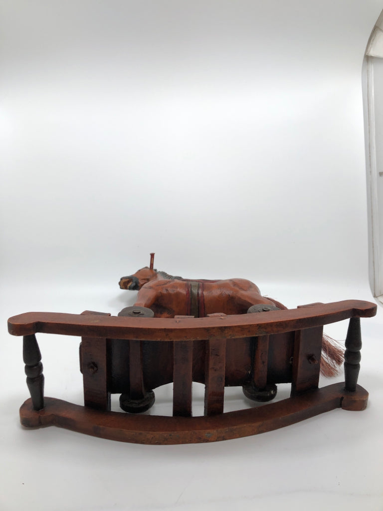 VTG STYLE WOODEN ROCKING HORSE DECOR.