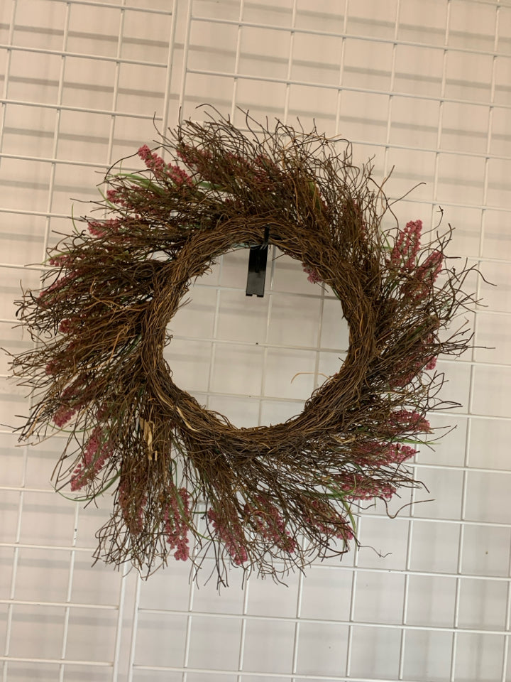 FAUX PURPLE HEATHER WREATH.