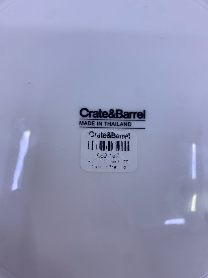 7 BURNT ORANGE CRATE AND BARREL DINNER PLATES.