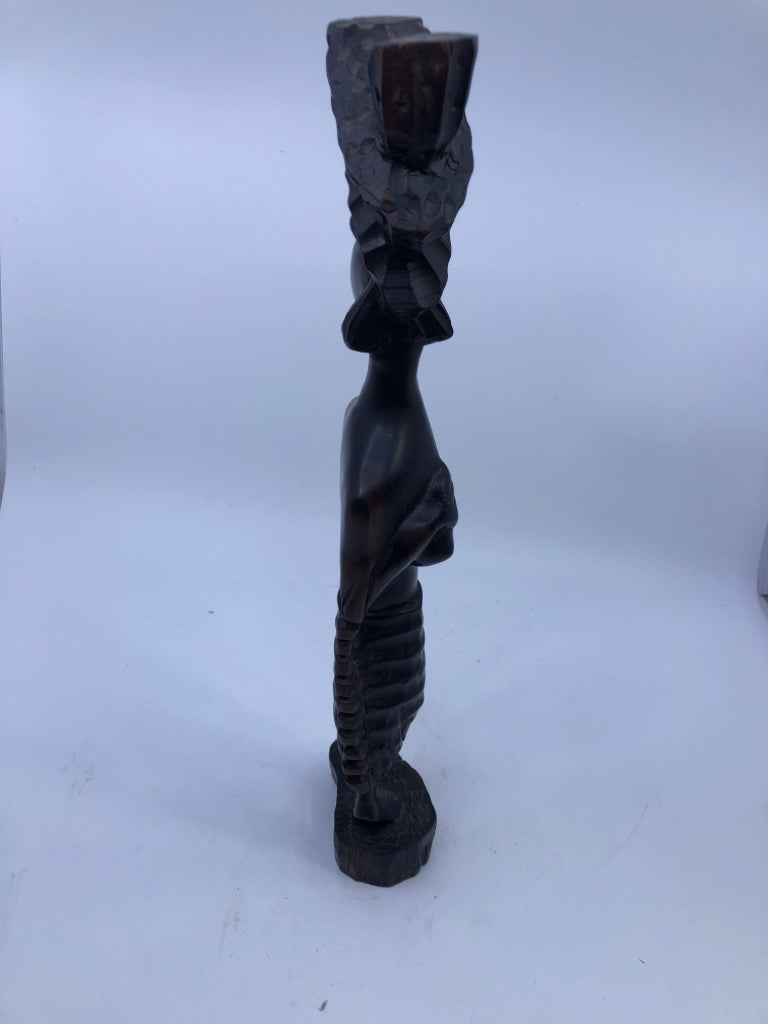 BLACK CARVED GIRL STANDING.