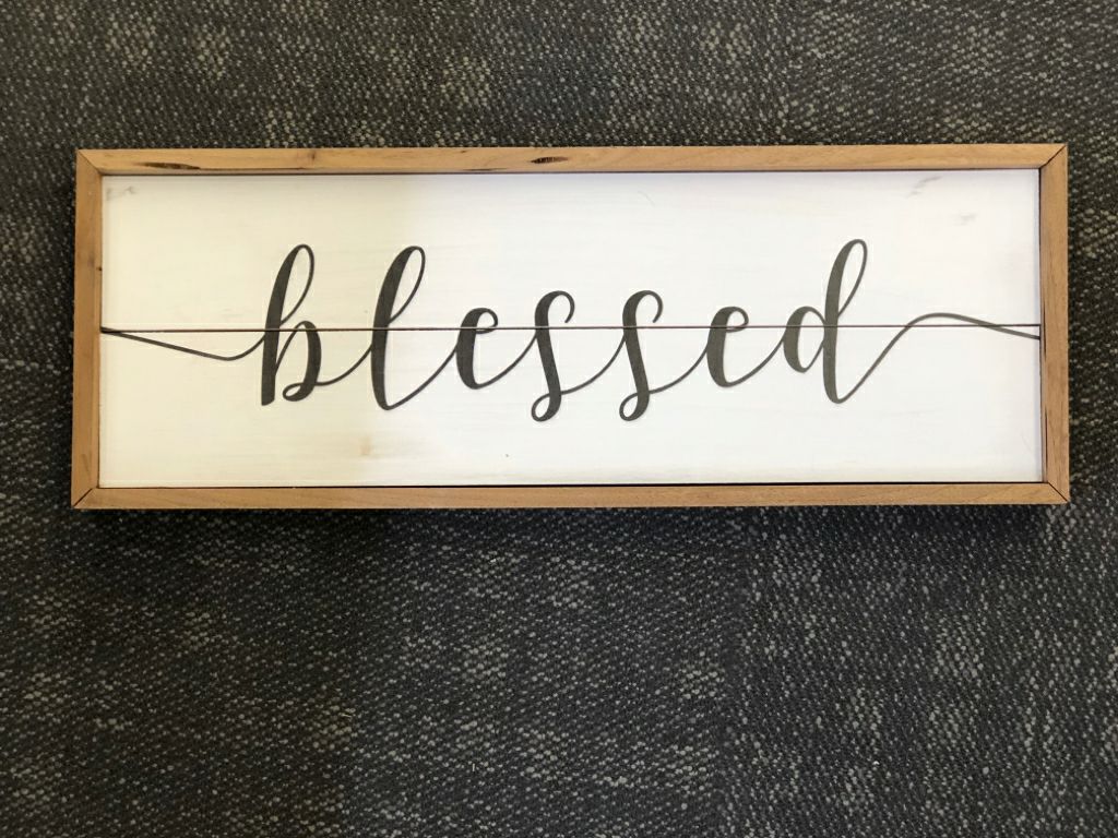 WHITE WOOD BLESSED WALL ART.