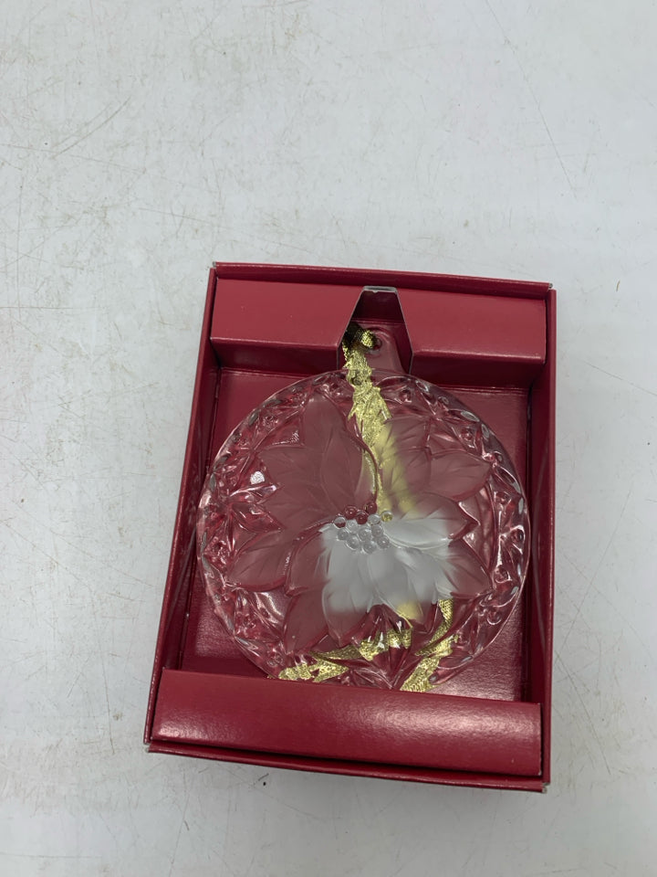 NIB MIKASA POINSETTIA CRYSTAL ORNAMENT.