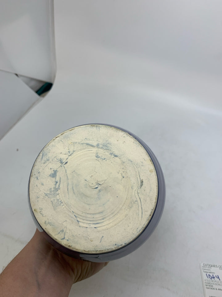 HEAVY DARK BLUE POTTERY VASE.