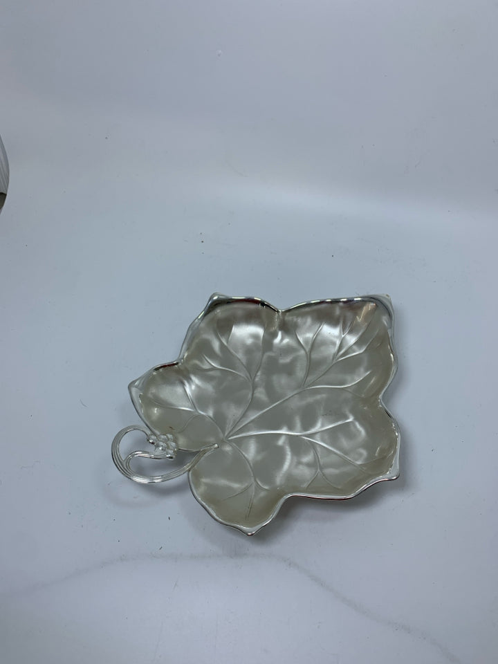 FOOTED VTG GERMANY SILVER PLATES GRAPE LEAF DISH.