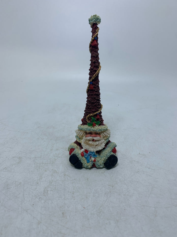 VTG CRINKLE CLAUS SMALL SITTING SANTA W/ LONG HAT RESIN.