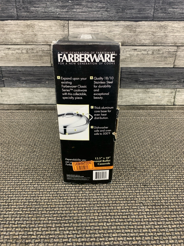 NIB FARBERWARE COVERED BUFFET CASSEROLE DISH.