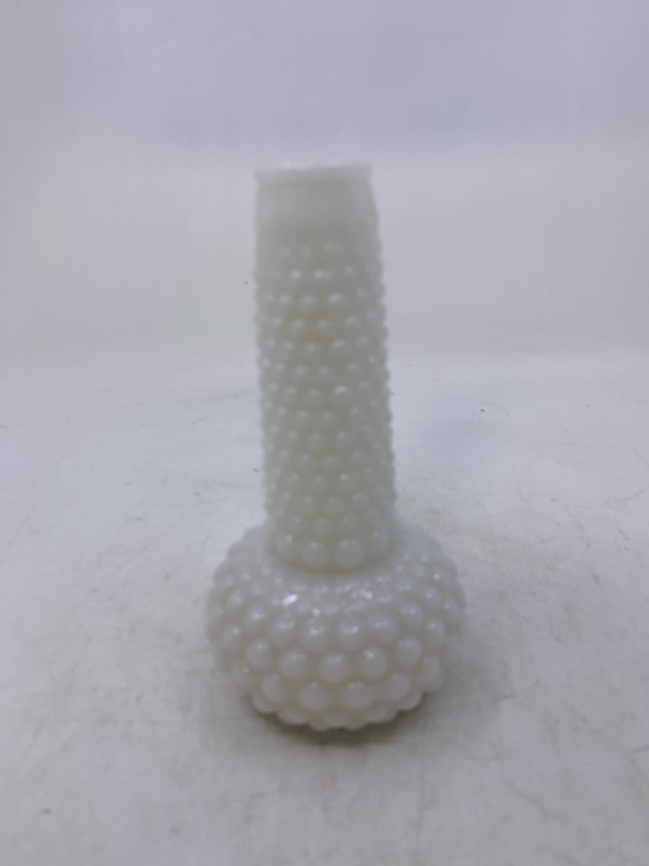 VTG LONG NECK HOBNAIL VASE.