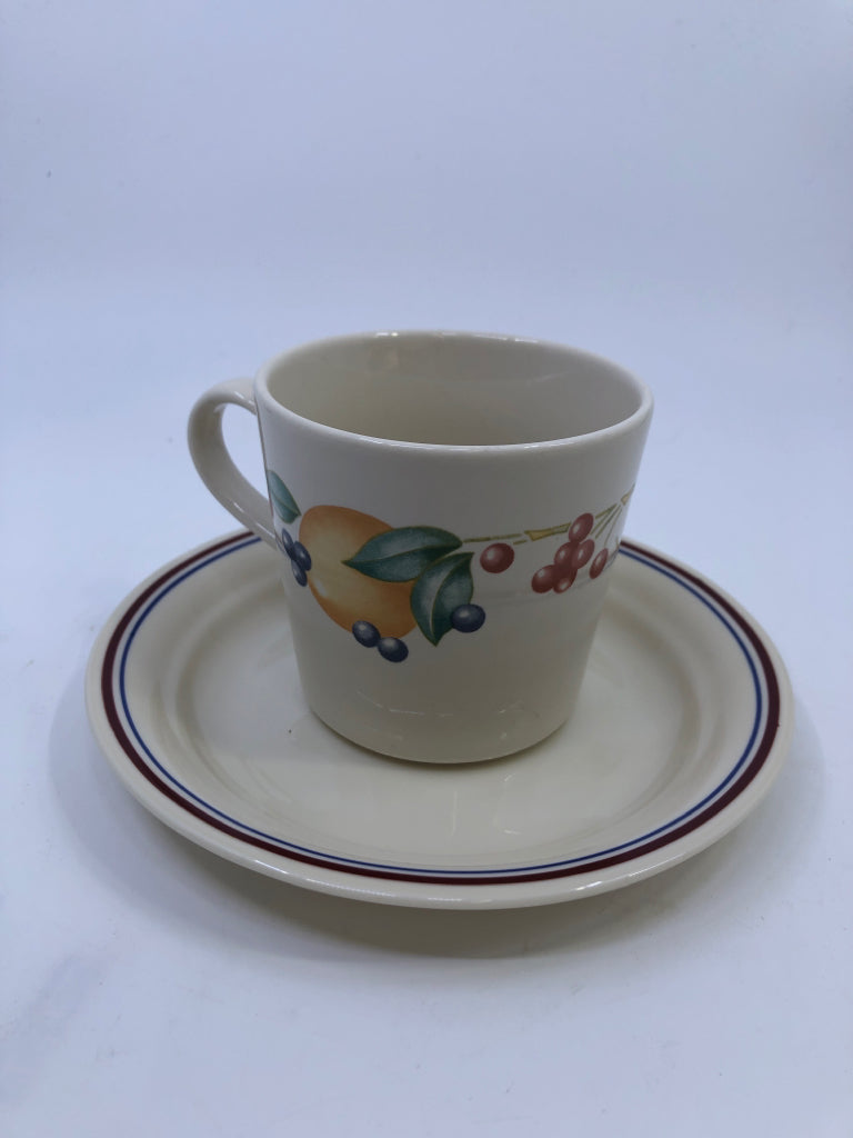 8PC CORELLE ABUNDANCE MUG AND SAUCER SET- 4 CUPS, 4 SAUCERS.