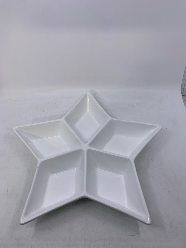 WHITE STAR SHAPED DIVIDED SERVING DISH.