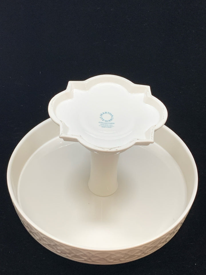 CREAM PEDESTAL DESSERT STAND.