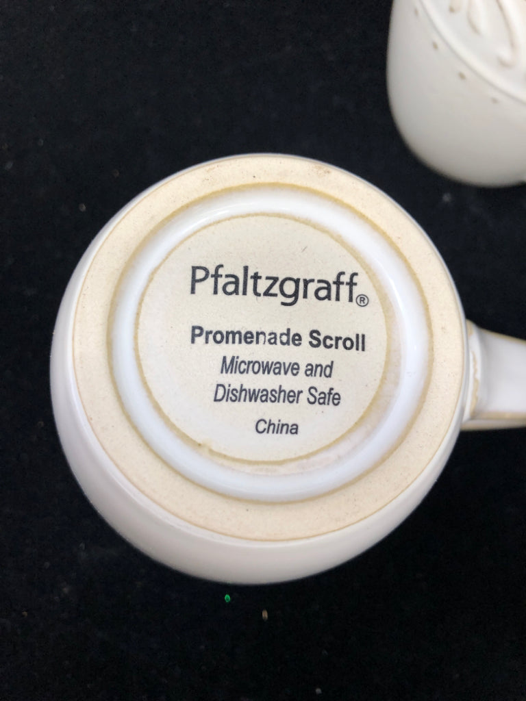 4PC MUGS PROMENADE SCROLL PFALTZGRAFF.