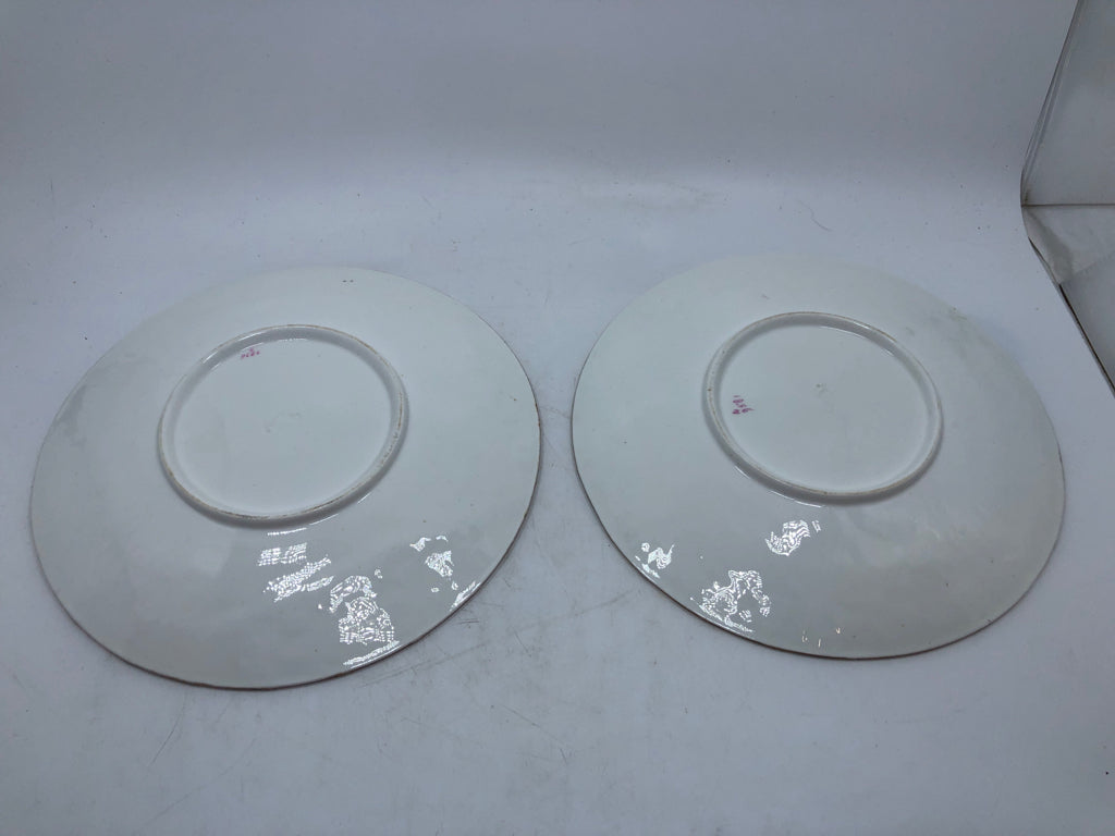2 CERAMIC BASKET WEAVE PLATES W/EMBOSSED NAPKIN.