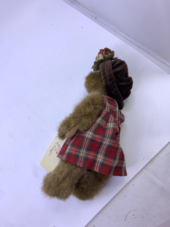 BOYDS BEAR RED PLAID DRESS.