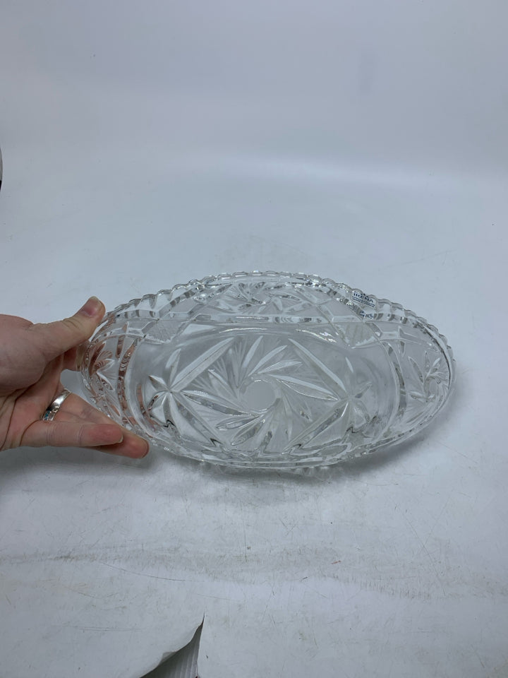 IRENA CRYSTAL OVAL CUT GLASS BOWL.