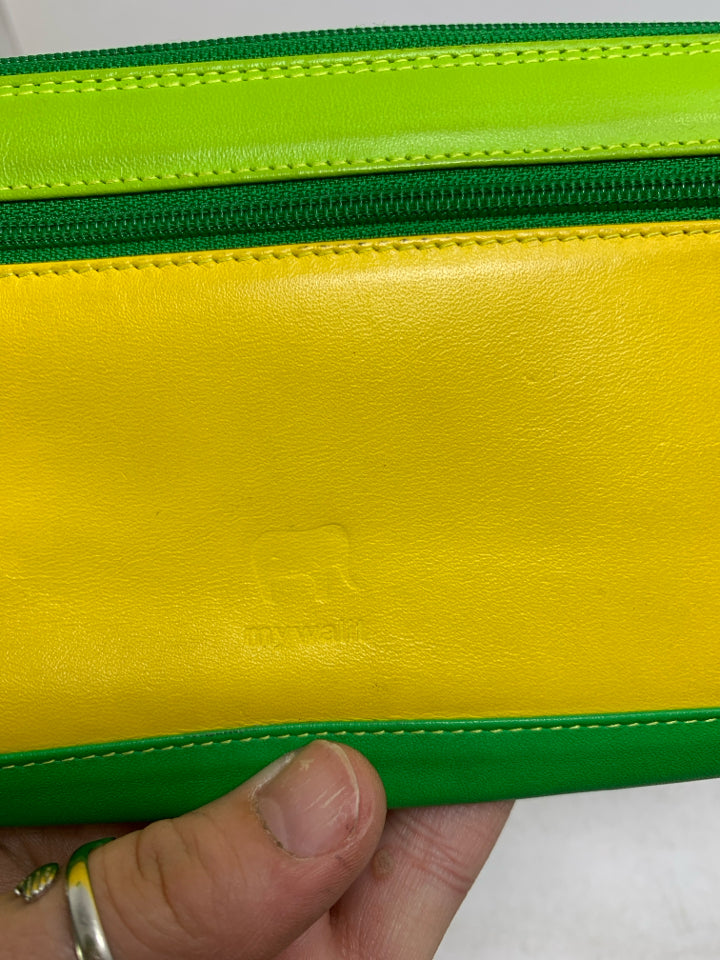 Large Multi-colored Greens Full Zip Leather My Walit