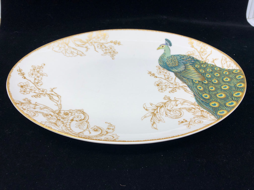 OVAL PEACOCK PLATTER.