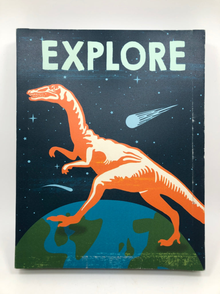 "EXPLORE" DINO IN SPACE CANVAS.