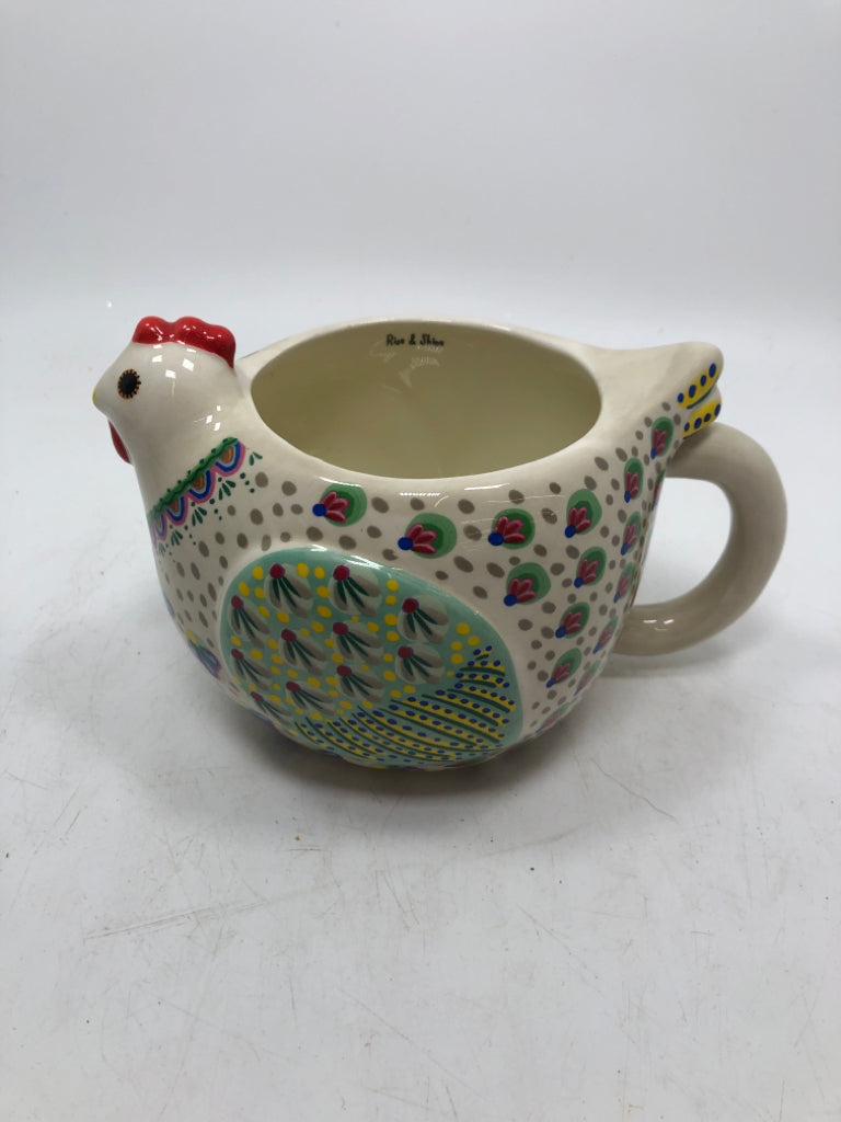 HEAVILY DETAILED CHICKEN MUG.