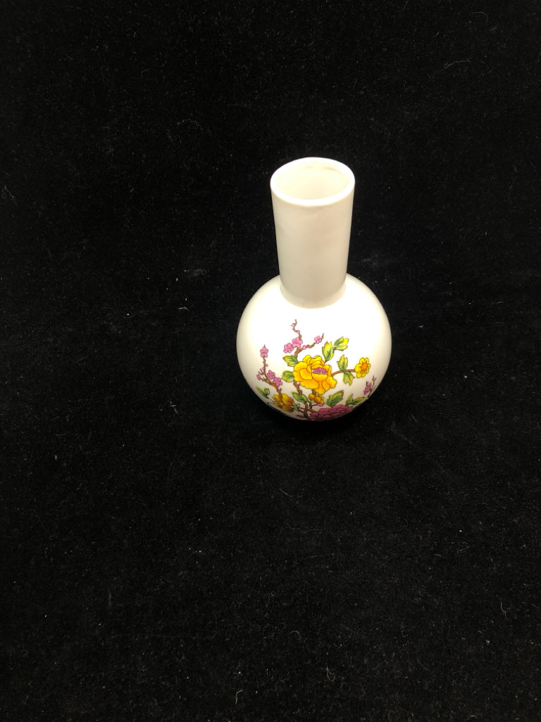 VTG YELLOW/PINK BRANCH BUD VASE.