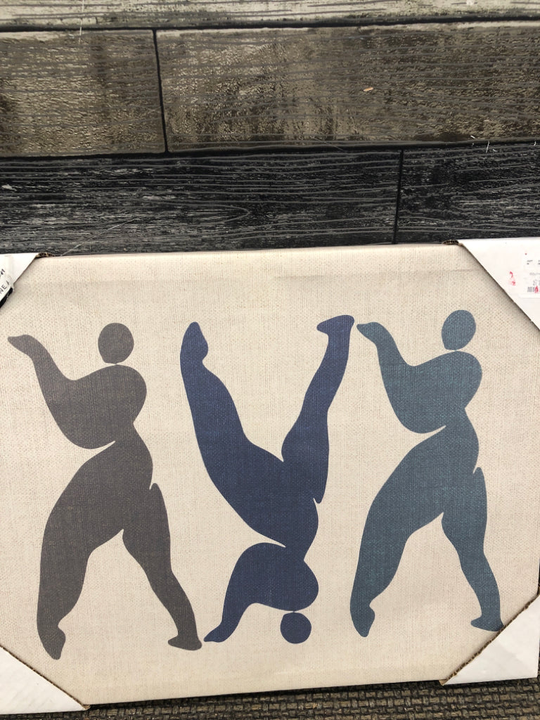 3 ABSTRACT LADIES ON CANVAS.