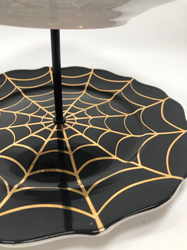 2 TIER SPIDER WEB DESSERT STAND.