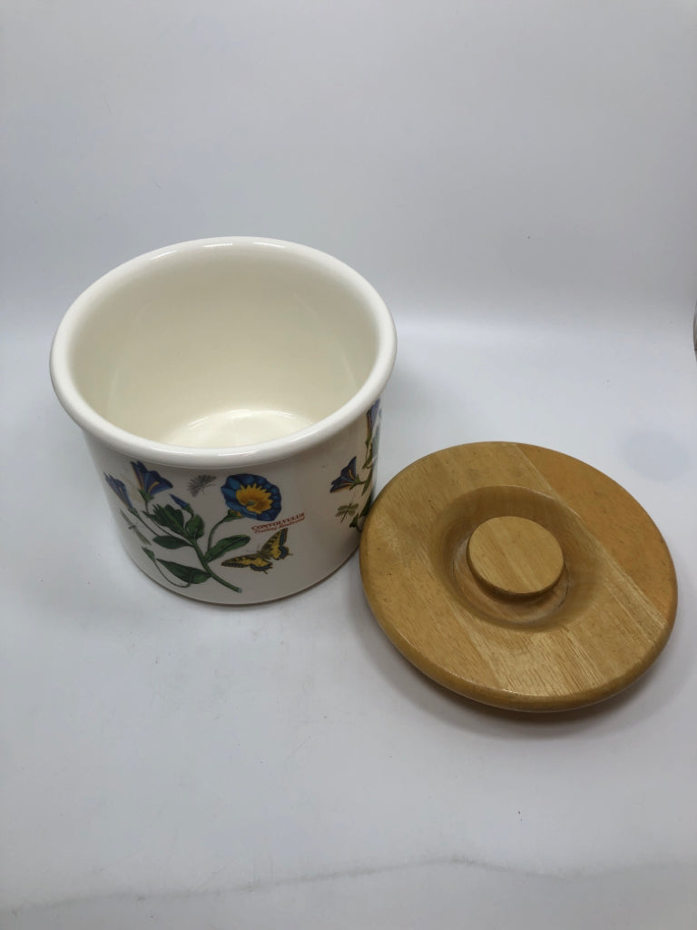 PORTMEIRON BOTANIC GARDEN CANISTER W/WOODEN LID.
