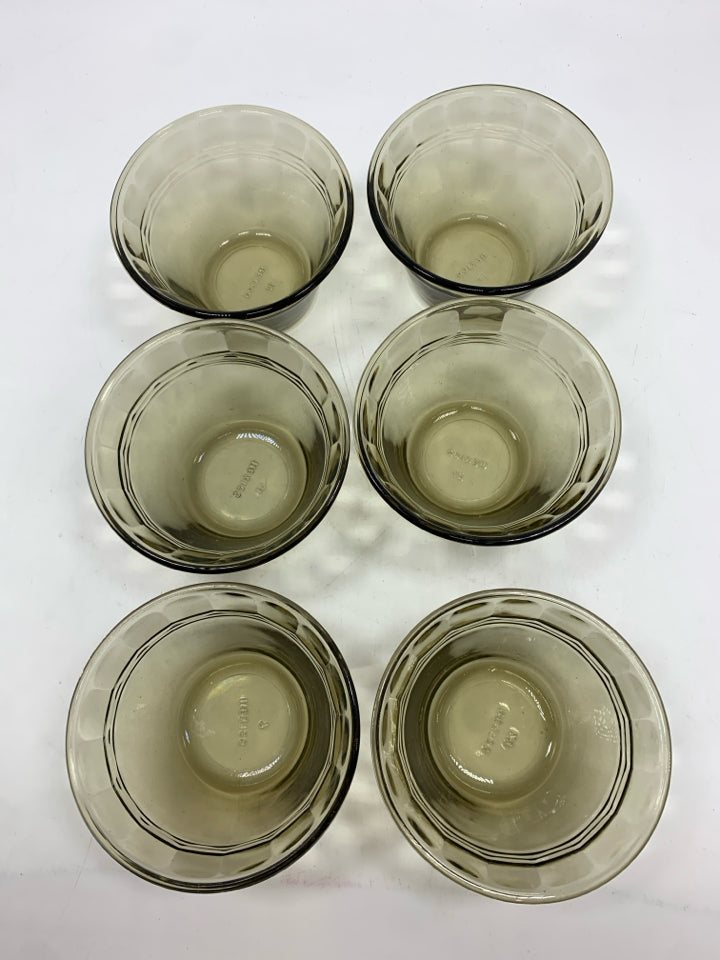 6PC AMBER GLASS RAMEKINS.