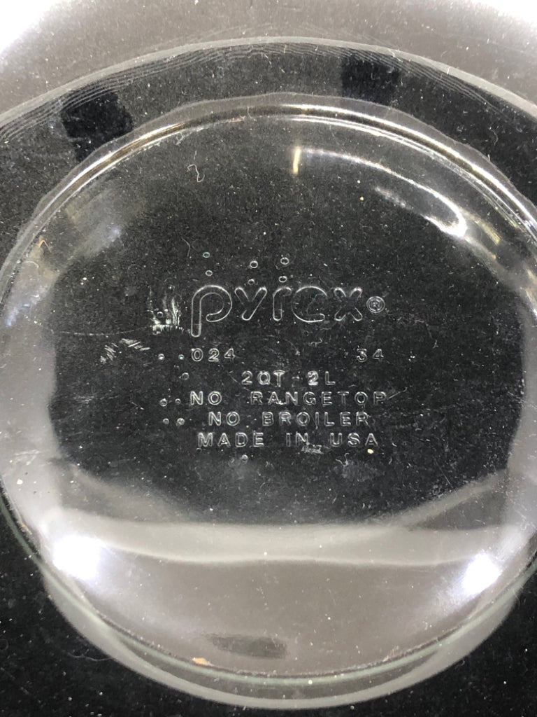 ROUND PYREX CLEAR GLASS MIXING BOWL W/HANDLES.