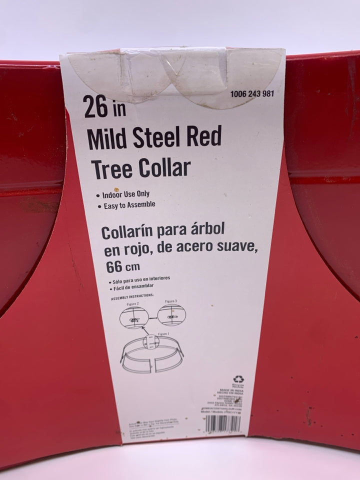NIP RED METAL TREE COLLAR.