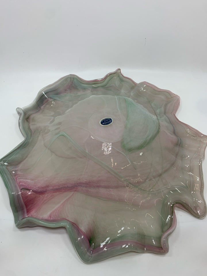 PINK/GREEN FLOWER CENTERPIECE BOWL.