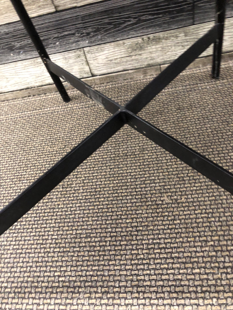 2 BROWN LEATHER CHAIRS CRATE & BARREL.