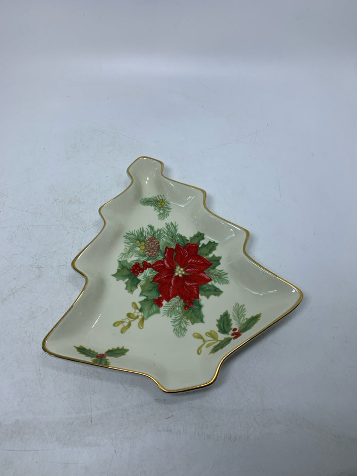 MIKASA CHRISTMAS TREE SHAPED "HOLIDAY TIME" PATTERNED CATCH ALL.