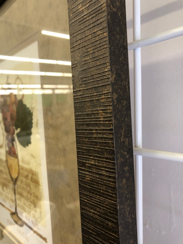 PINO GRIGIO PAINTING IN TEXTURED WOOD FRAME.