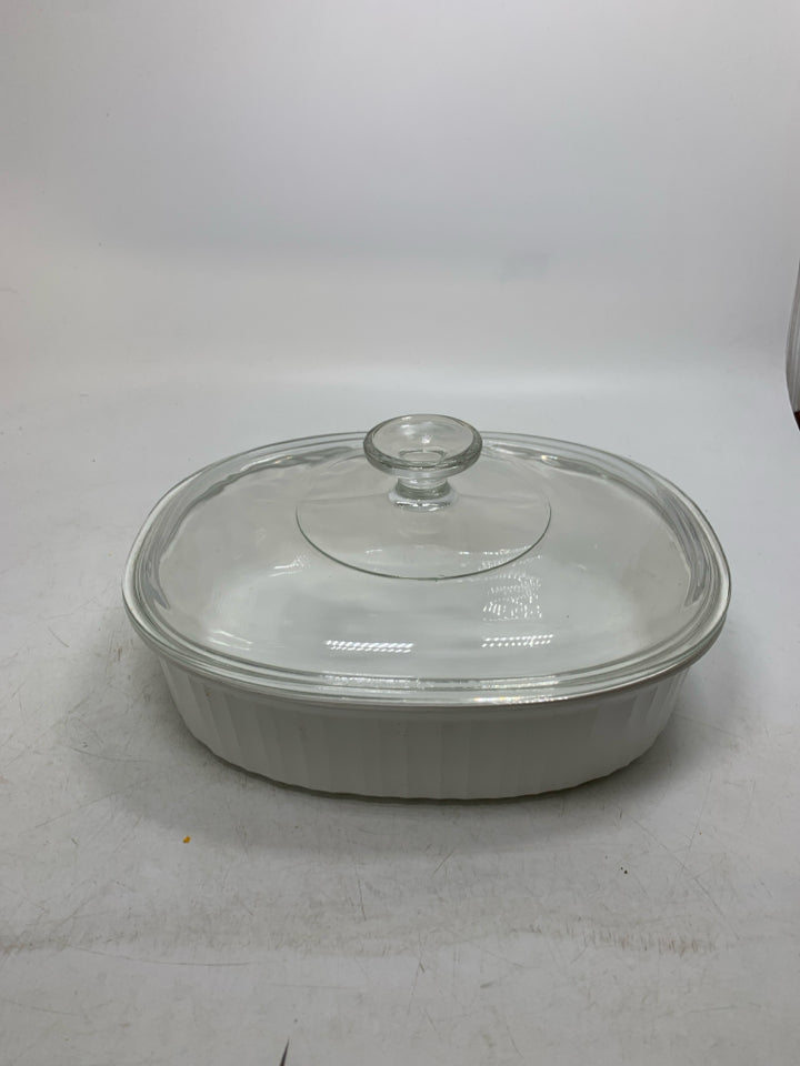 OVAL FRENCH WHITE DISH W/ LID.