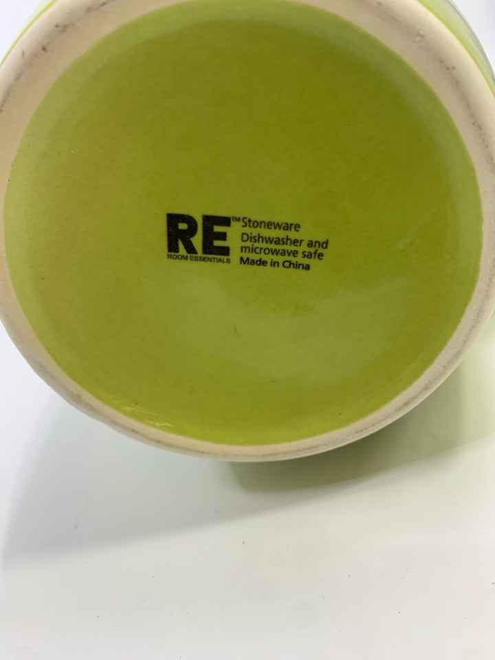 OLIVE GREEN STONEWARE PITCHER.