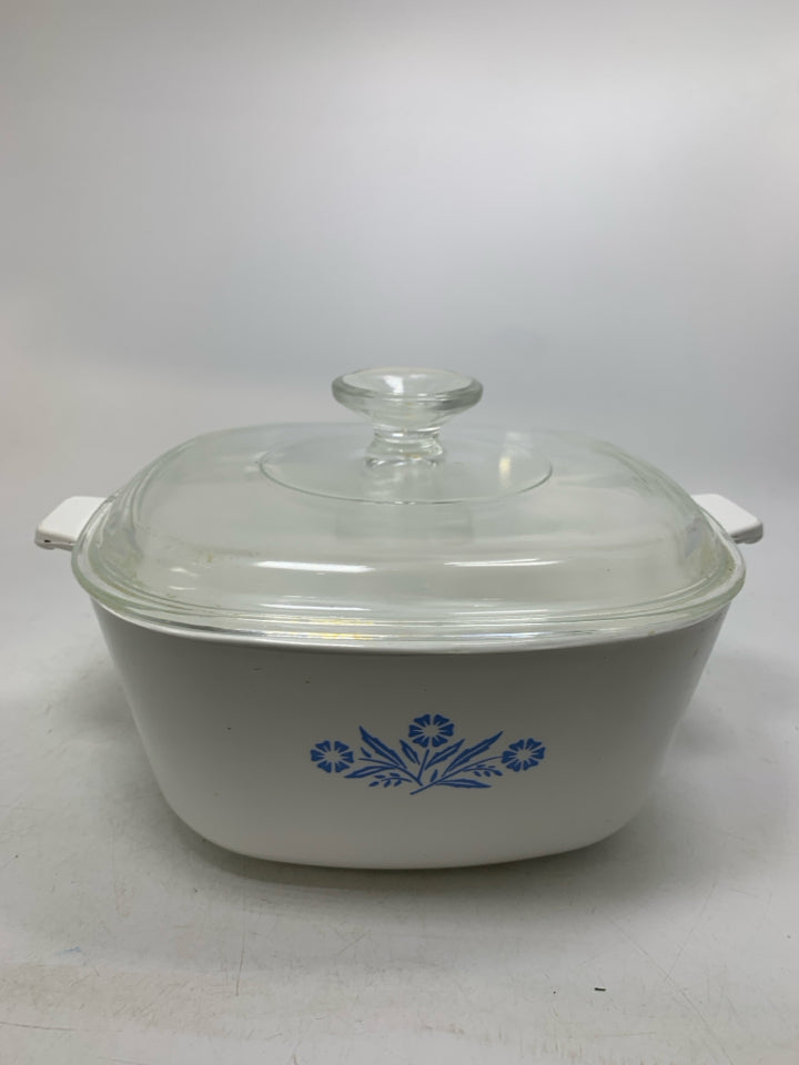 BLUE CORNFLOWER CASSEROLE DISH W/ LID.