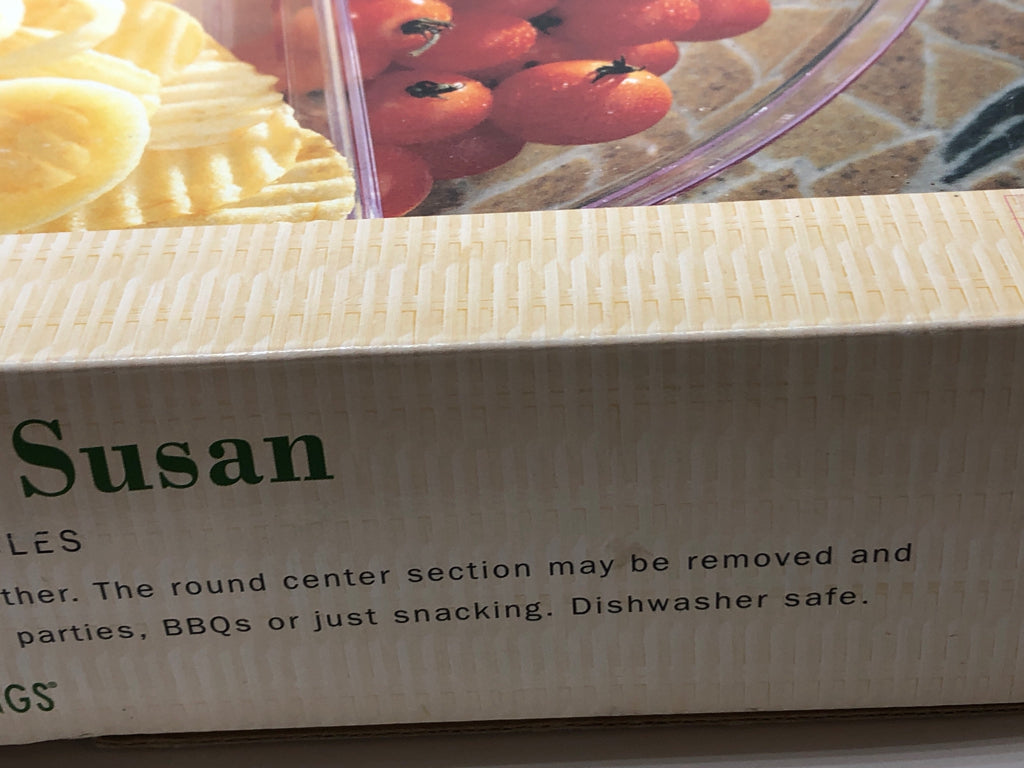 ACRYLIC UMBRELLA TABLE LAZY SUSAN IN BOX.
