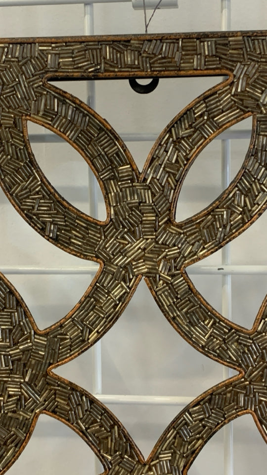 BEADED SCROLL WALL HANGING.